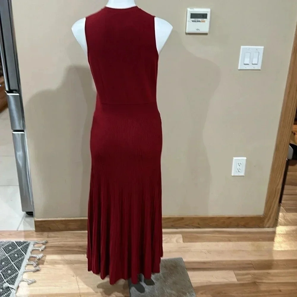 Banana Republic factory PLEATED MIDI SWEATER DRESSVine red color - Picture 5 of 10